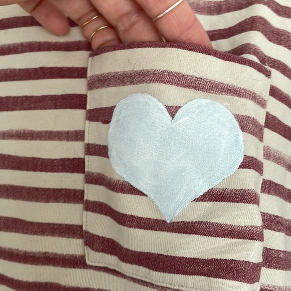 Striped Long Sleeved Crewneck with White Heart - Picture 2 of 6